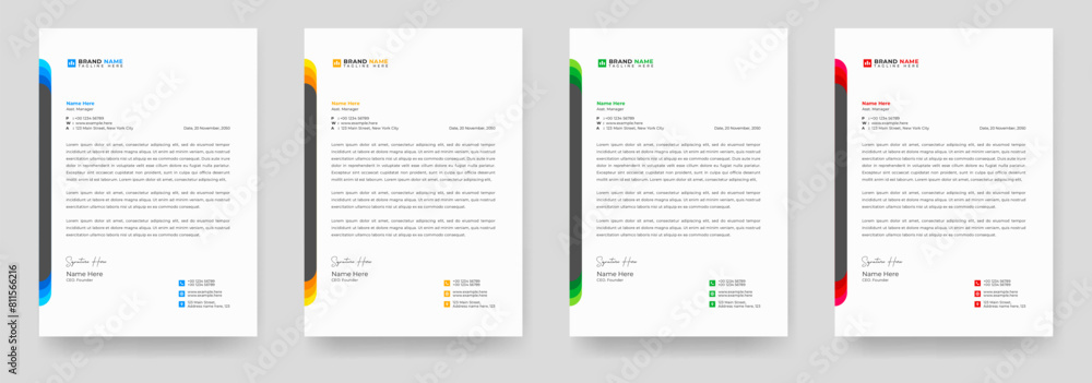 Clean and professional corporate company business letterhead template.  letterhead, letter head, Business letterhead design vector illustration