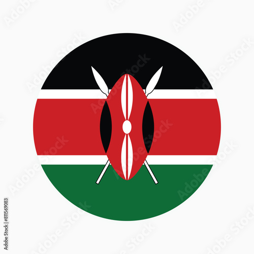 National Flag of Kenya. Kenya Flag. Kenya Round flag.
