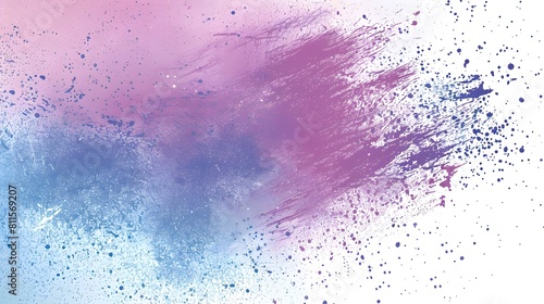 Vibrant Pink and Blue Abstract Art, Dynamic Paint Strokes and Splatters on White Canvas, Creative Modern Design Elements