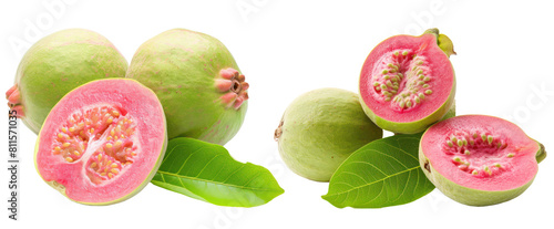 realistic and fresh guava fruit on white background