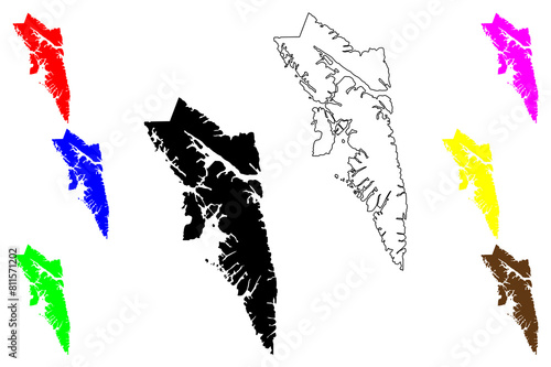 City and Borough of Sitka, Alaska (Boroughs and census areas in Alaska, United States of America,USA, U.S., US) map vector illustration, scribble sketch Novo-Arkhangelsk or New Archangel map