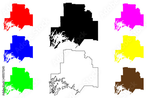 Valdez–Cordova Census Area, Alaska (Boroughs and census areas in Alaska, United States of America,USA, U.S., US) map vector illustration, scribble sketch Valdez Cordova map