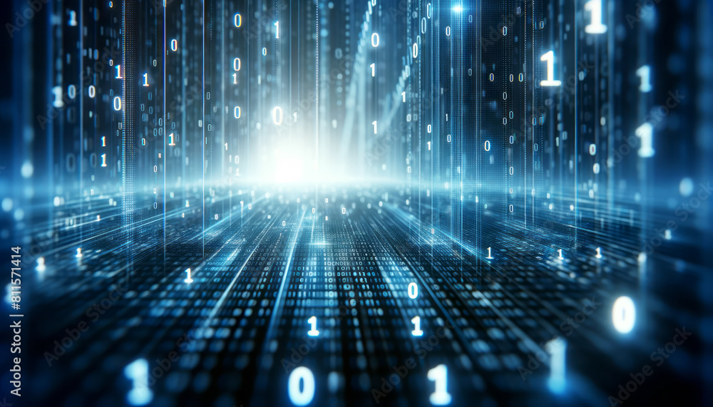 A digital background with binary code, blue tones concept of data, cyber security. Generative AI A digital background with binary code, blue tones concept of data, cyber security. Generative AI