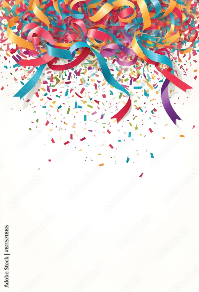 Fototapeta premium a colorful ribbons with streamers on it and confetti in the top