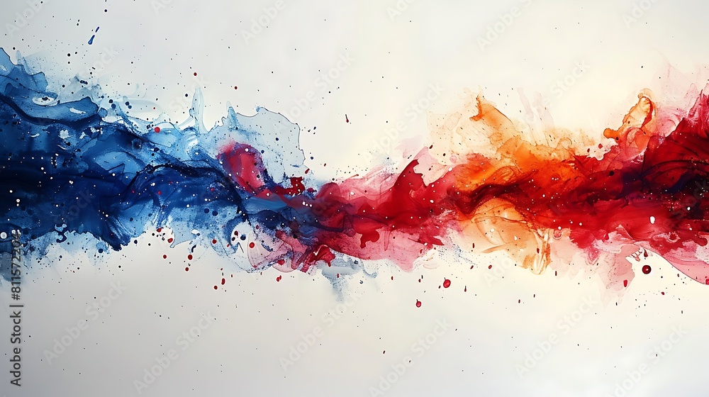 A minimalist ink splatter US flag, with carefully placed droplets forming a sparse yet powerful representation. A minimalist ink splatter US flag, with carefully placed droplets forming a sparse yet powerful representation.