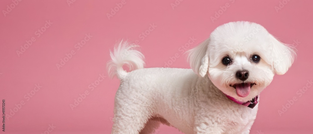 Portrait of cute joyful Bichon Frise . pet dog animal Portrait of cute joyful Bichon Frise . pet dog animal