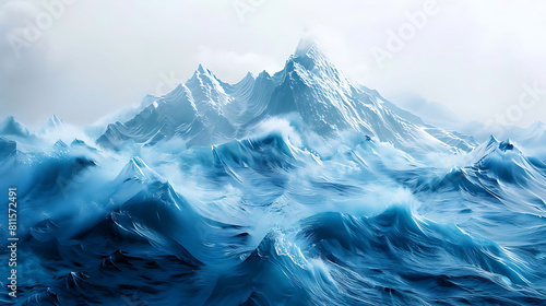 water movement amidst mountain beauty under a blue and white sky