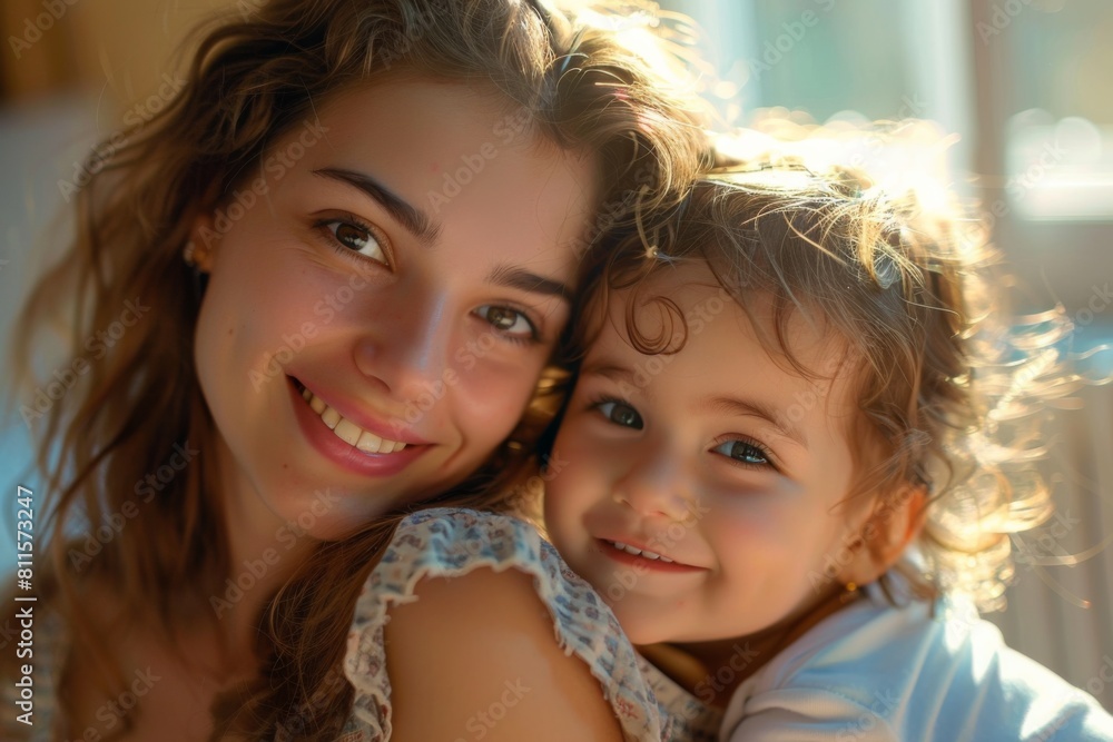 Happy Mother and her child created with Generative AI Happy Mother and her child created with Generative AI