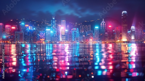 A nighttime cityscape with bokeh lights in the colors of the US flag  subtly forming the stars and stripes in the blur of city lights.