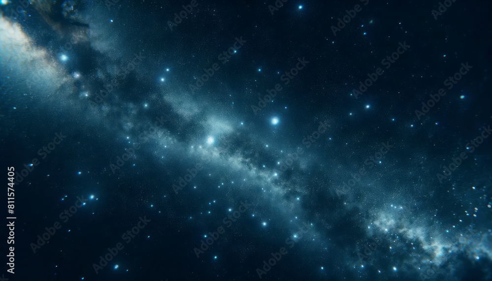 A sparkling cosmos scene with stars and gas clouds on a dark background, illustrating a space concept. Generative AI