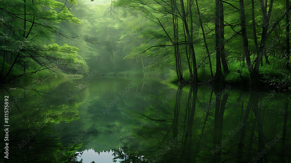 water reflection amidst trees in a serene natural setting water reflection amidst trees in a serene natural setting