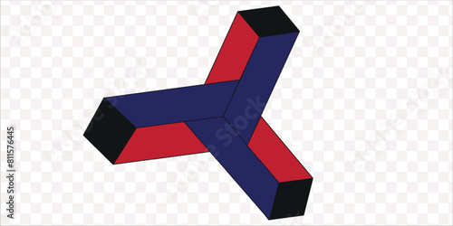 3D illustration of red blue triangle