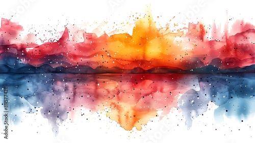 A watercolor and ink fusion of the US flag, with watercolor base layers and bold ink splatters on top, merging two artistic techniques. photo