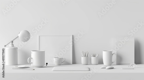 White background template showcasing blank lifestyle items  AI Generative hyper realistic 