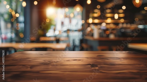 A modern coffee shop cafe interior is depicted with a blur effect, emphasizing the ambiance and bustling atmosphere.