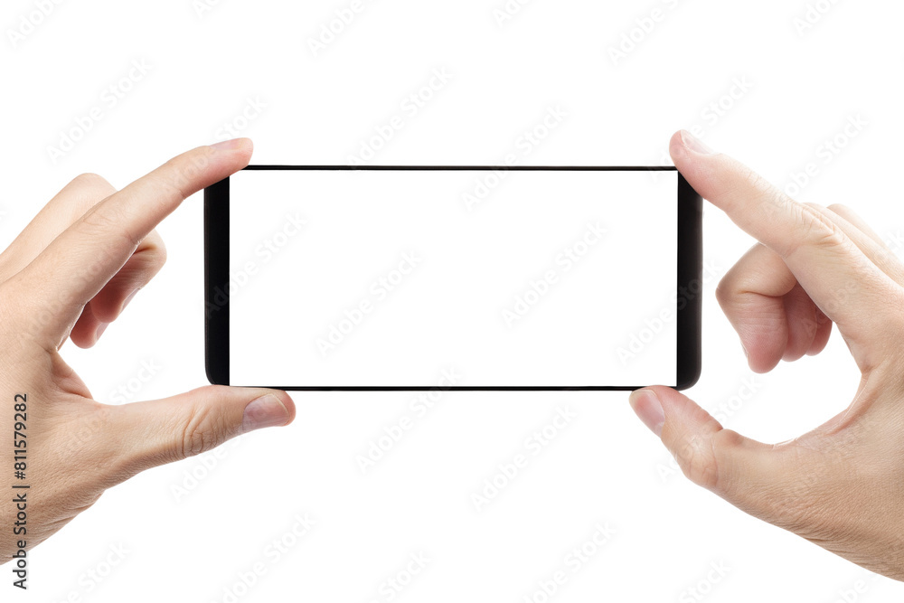 Hands with smartphone cut out Hands with smartphone cut out