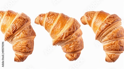 A close-up image of a croissant bread isolated on a white background