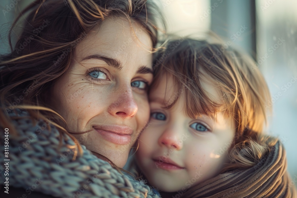 Happy Mother and her child created with Generative AI Happy Mother and her child created with Generative AI
