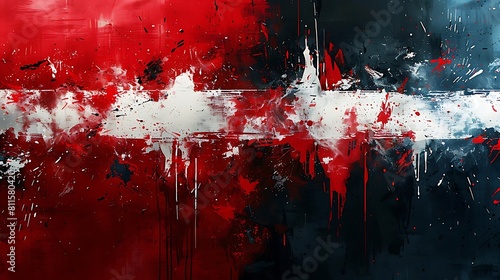 An avant-garde ink splatter US flag, with asymmetrical splashes and drips creating a modern art masterpiece. photo