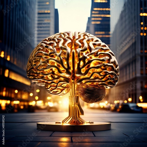 Golden Brain Tree center in buildings in future Technology photo