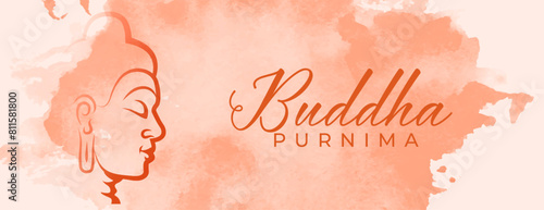 watercolor style lord gautama buddha purnima wishes wallpaper design