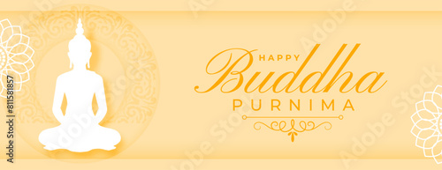 papercut style lord gautam buddha purnima wishes banner design