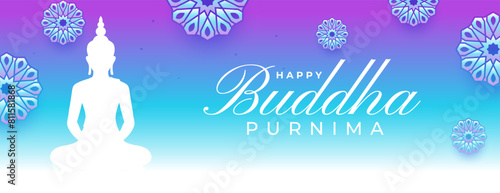 happy buddha purnima religious wallpaper in papercut style