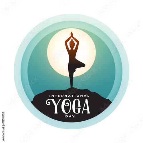 international yoga day sunrise background woman doing surya namaskar
