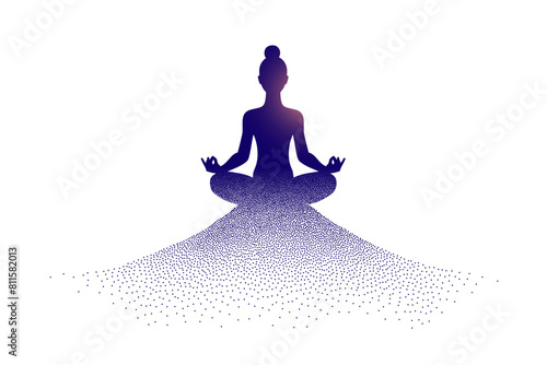 international yoga day, particle style woman doing lotus asana