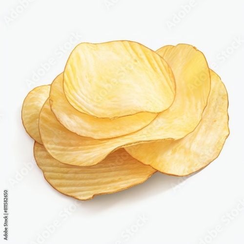 Heap of wavy potato chips  isolated on white background
