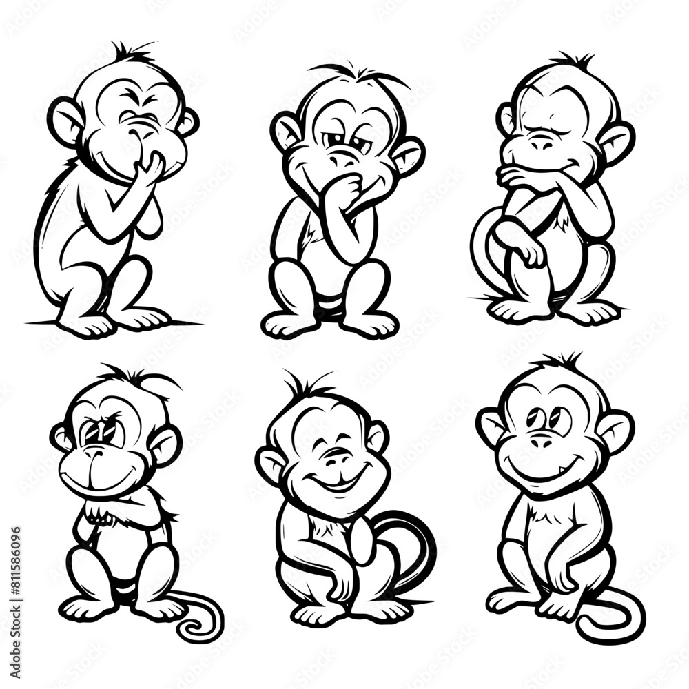 Baby Monkey SVG, Monkey Svg, Monkey Clipart, Doodle Animal Svg, Doodle ...