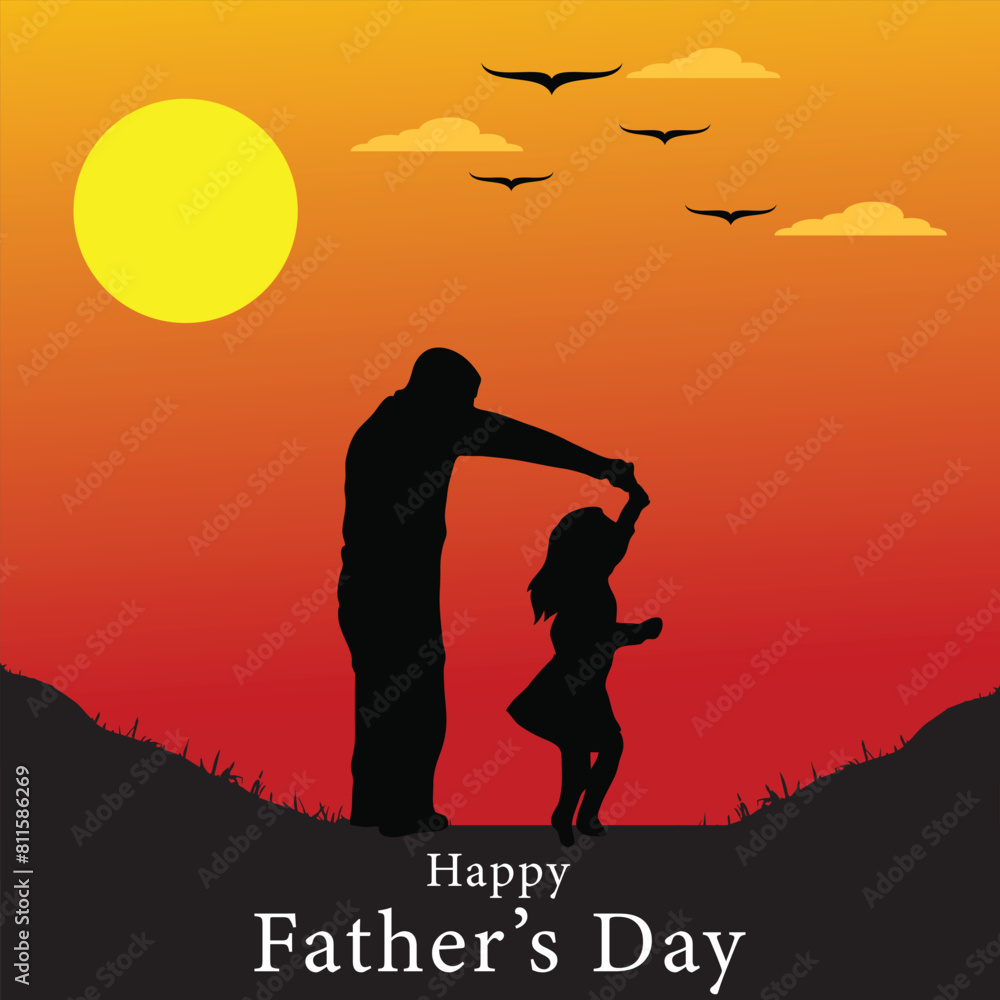 Happy Father's Day Greetings Orange Black Background Social Media Design Banner Vector Happy Father's Day Greetings Orange Black Background Social Media Design Banner Vector