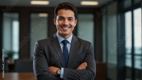 Smiling elegant confident young professional business man