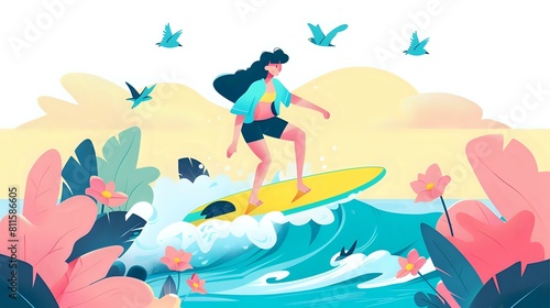 Epic Surfing Moment  Woman Embracing the Waves