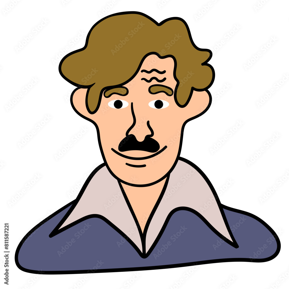 character portrait in doodle style in vector. line art for avatar design sticker coloring postcard poster print character portrait in doodle style in vector. line art for avatar design sticker coloring postcard poster print