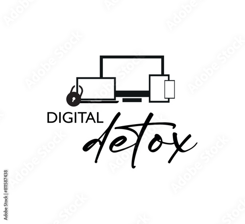 digital detox sign on white background