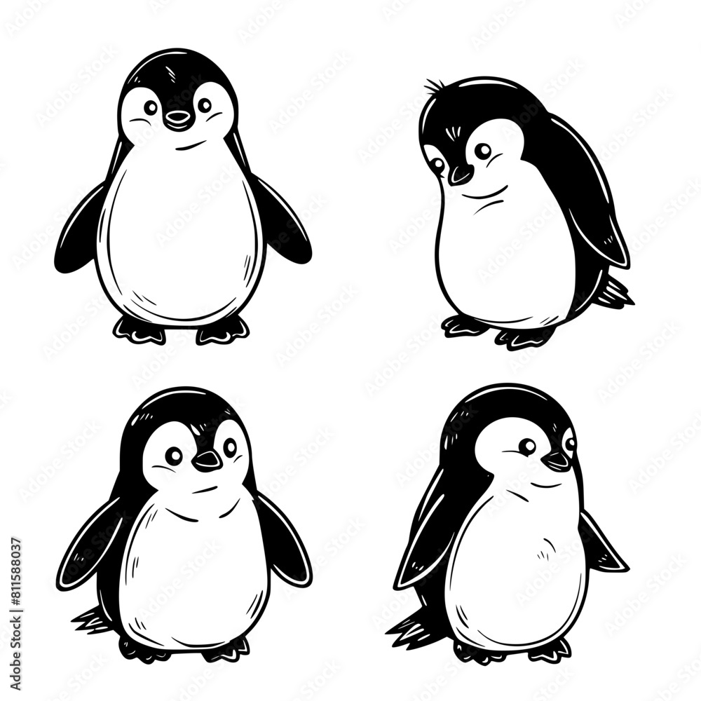 Baby Penguin SVG, Penguin Svg, Penguin Clipart, Doodle Animal Svg