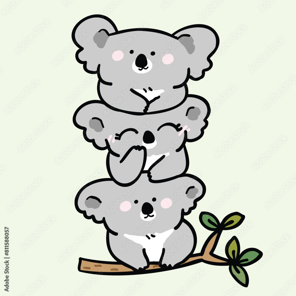 Vector Illustration of Cute Cartoon Koala Pile Design on Isolated Background Vector Illustration of Cute Cartoon Koala Pile Design on Isolated Background