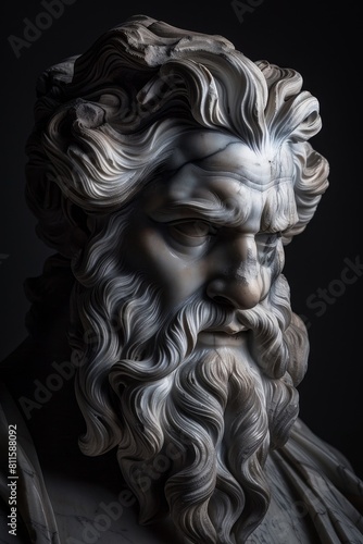 Dramatic portrait of an ancient greek or roman deity