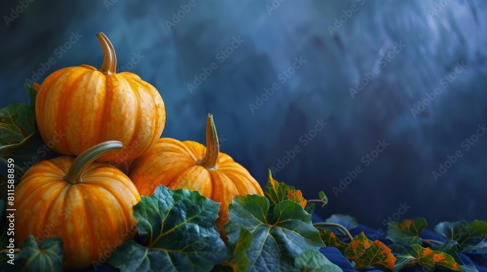 Vibrant autumn pumpkins and leaves Vibrant autumn pumpkins and leaves