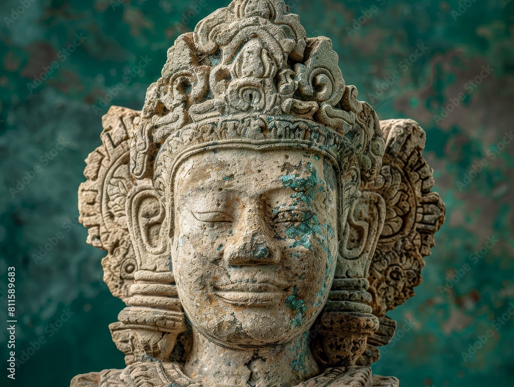 ancient stone statue with intricate carvings ancient stone statue with intricate carvings