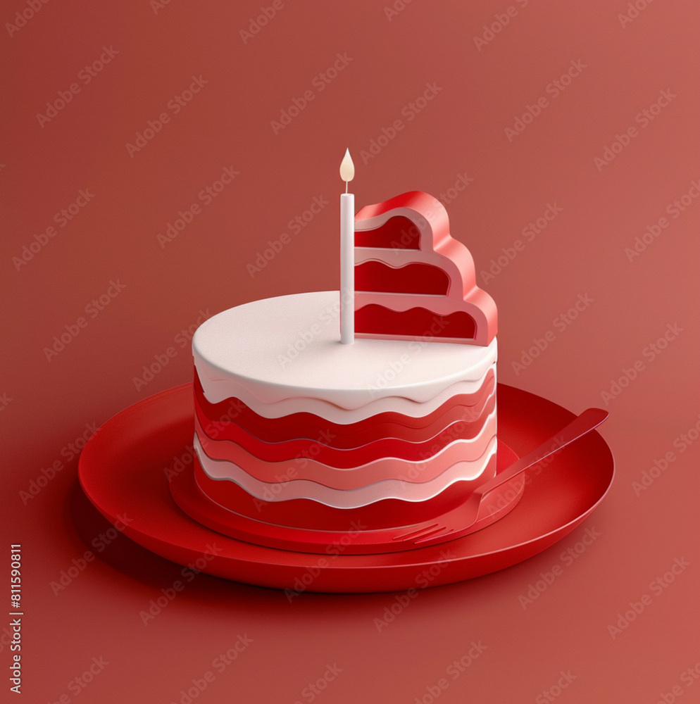 birthday cake paper cut style just red color birthday cake paper cut style just red color