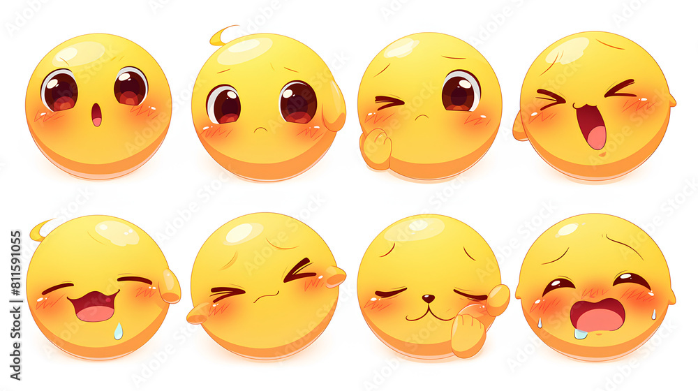 smile face emoji, expression emoticon set