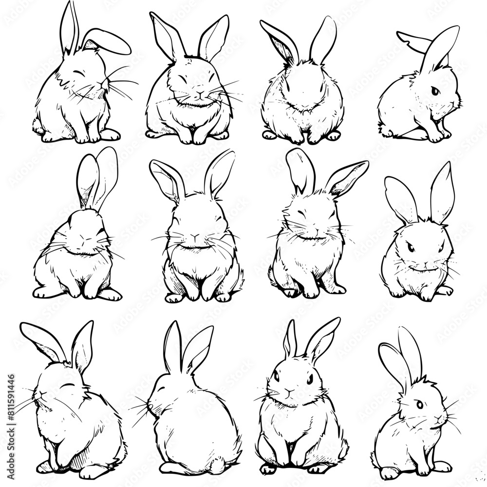 Baby Rabbit SVG, Rabbit Svg, Rabbit Clipart, Doodle Animal Svg, Doodle