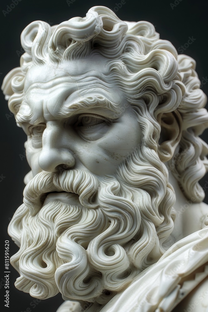 Intricate marble sculpture of a bearded man Intricate marble sculpture of a bearded man