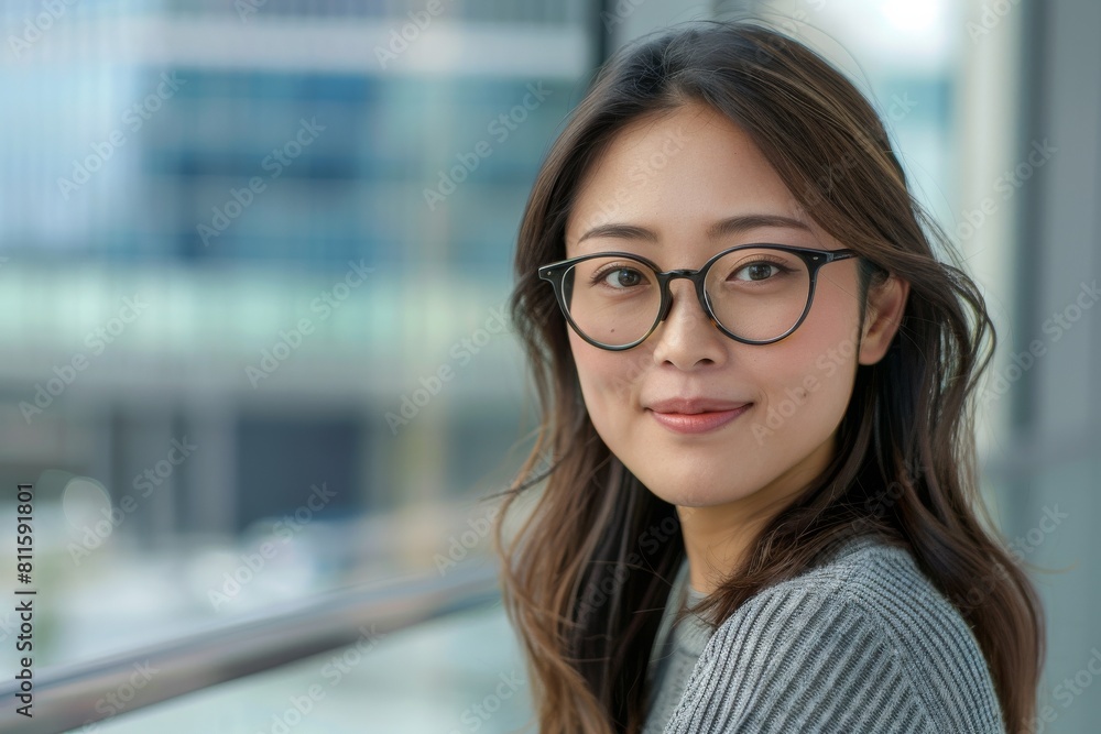 メガネをかける笑顔の女性会社員(メガネ・めがね・レーシック・視力矯正・眼科) メガネをかける笑顔の女性会社員(メガネ・めがね・レーシック・視力矯正・眼科)