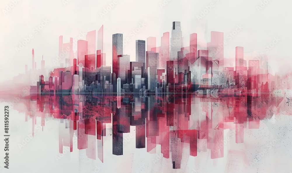 Abstract cityscape with skyscrapers and buildings