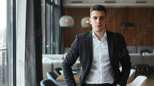 Young business man in a meeting room in a modern office