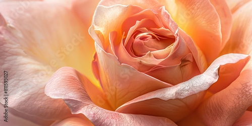Close up of center of peach colored rose flower © Firn