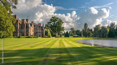 View of an old country castle in a forest with private grounds